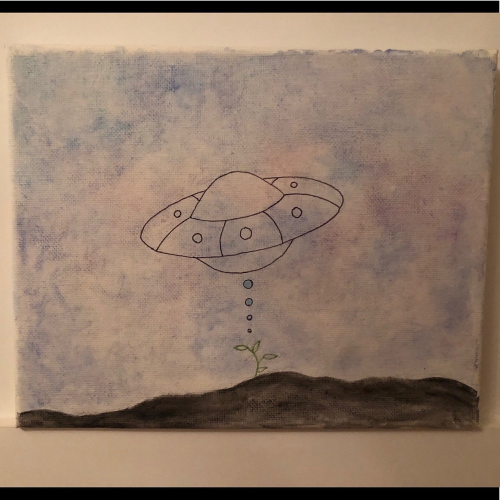 Watercolor ufo painting